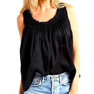 NWT FRAME smocked yoke top. Black Ramie fabric. Excellent condition. Size:Small